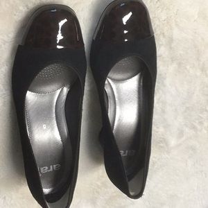 Ara Suede 2” heels. Patent leopard toe.